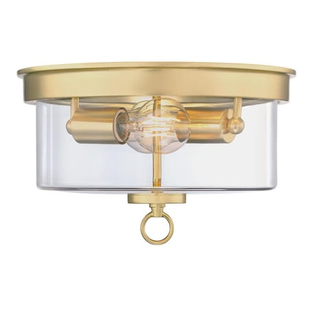 Westinghouse Fixture Ceiling LED Flush-Mount 60W 2-Light Lebanon 12In Chmpgn Brass Clear Glass 6128600